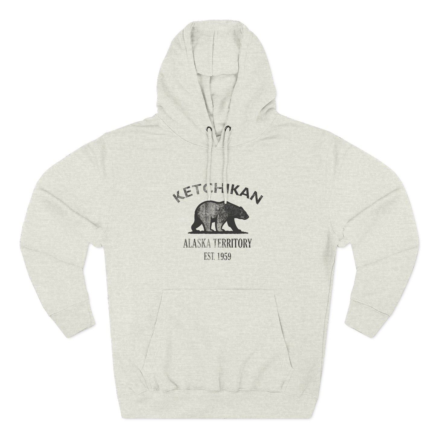 Ketchikan Alaska Vintage Retro Unisex Heavy Cotton Hoodie - Black Logo