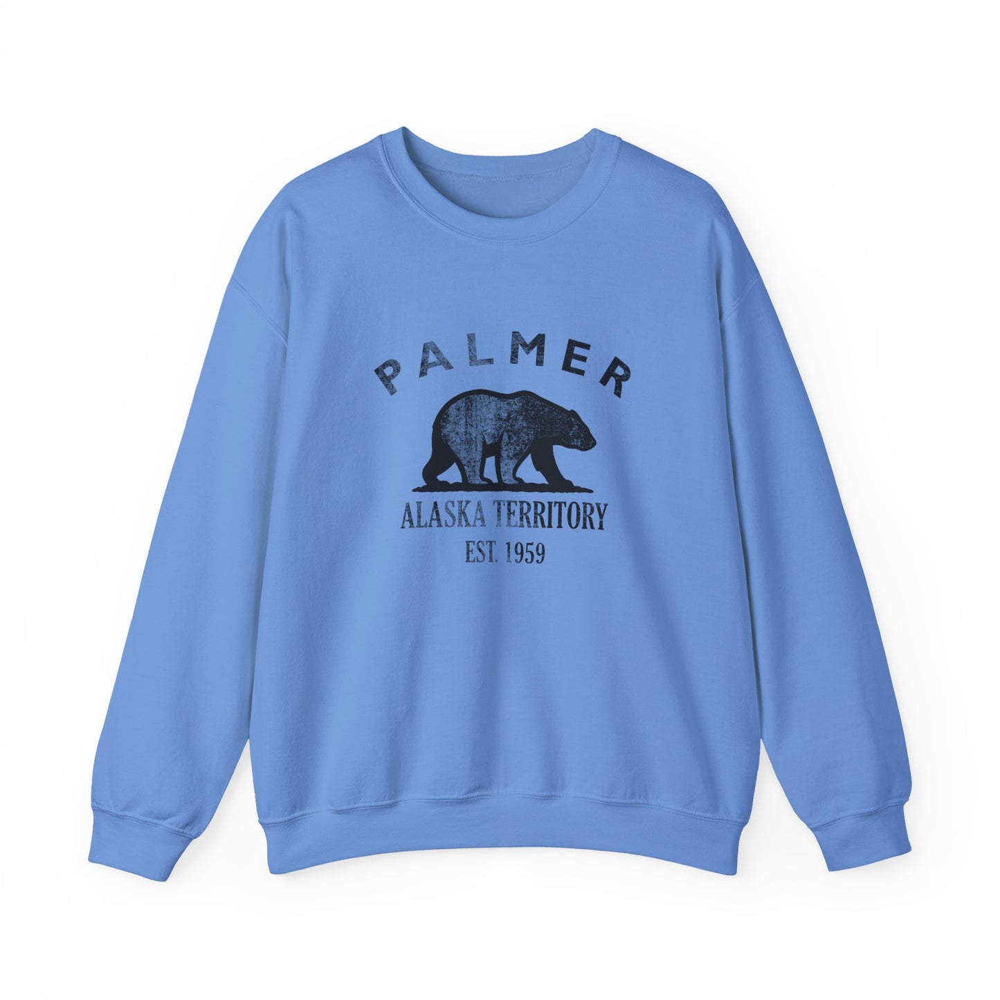 Palmer Alaska Vintage Retro Unisex Heavy Crewneck Sweatshirt - Black Logo