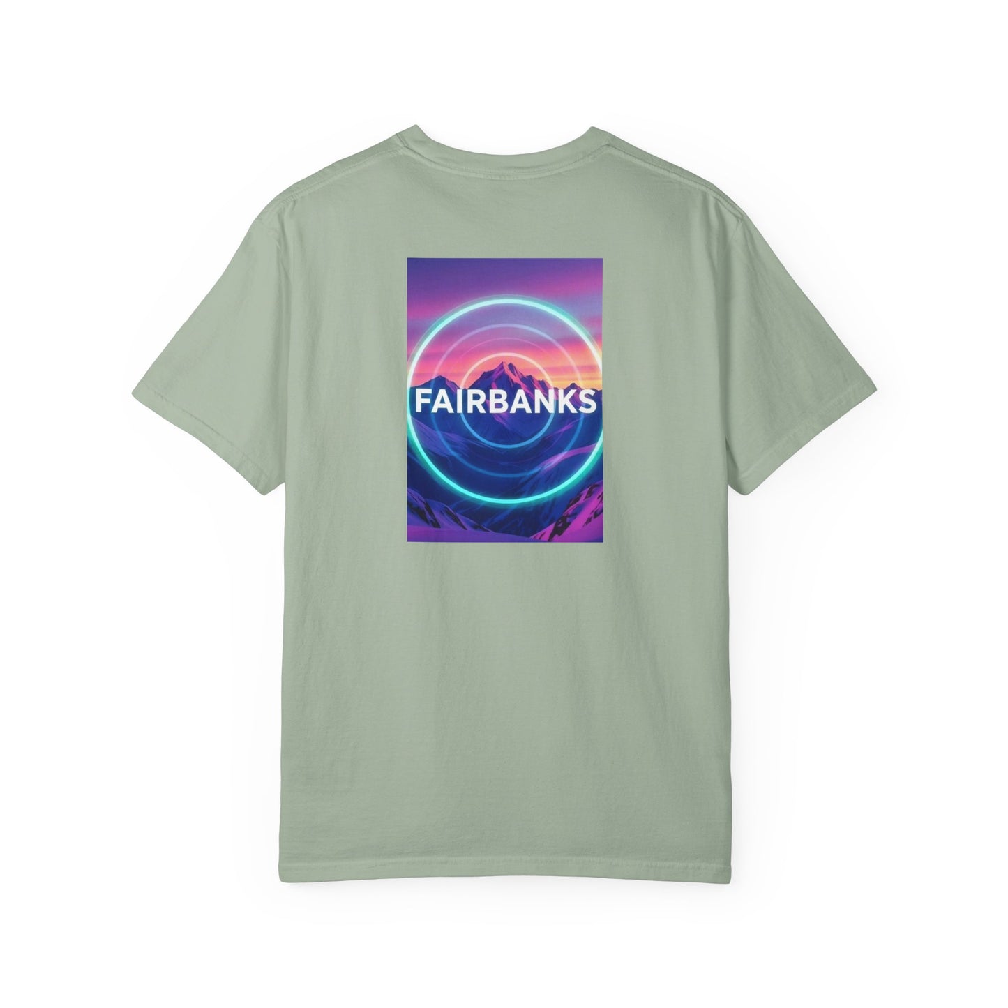 Fairbanks Alaska Vintage Retro Back Printed Art Series Cotton Tee - Black Logo