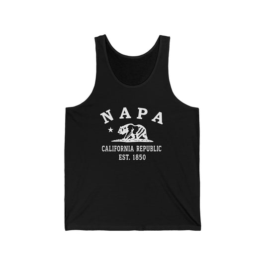 Napa California Unisex Cotton Jersey Tank Top - White Logo