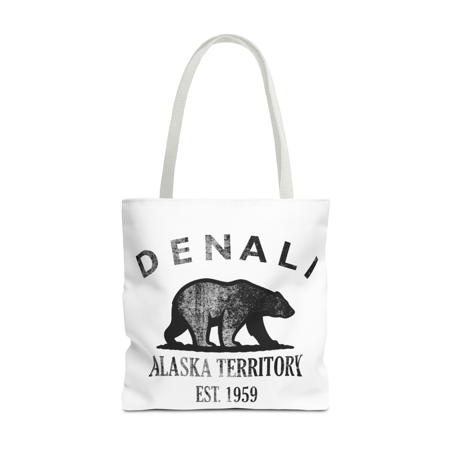 Denali Alaska Vintage Retro Light Canvas Tote - Black Logo