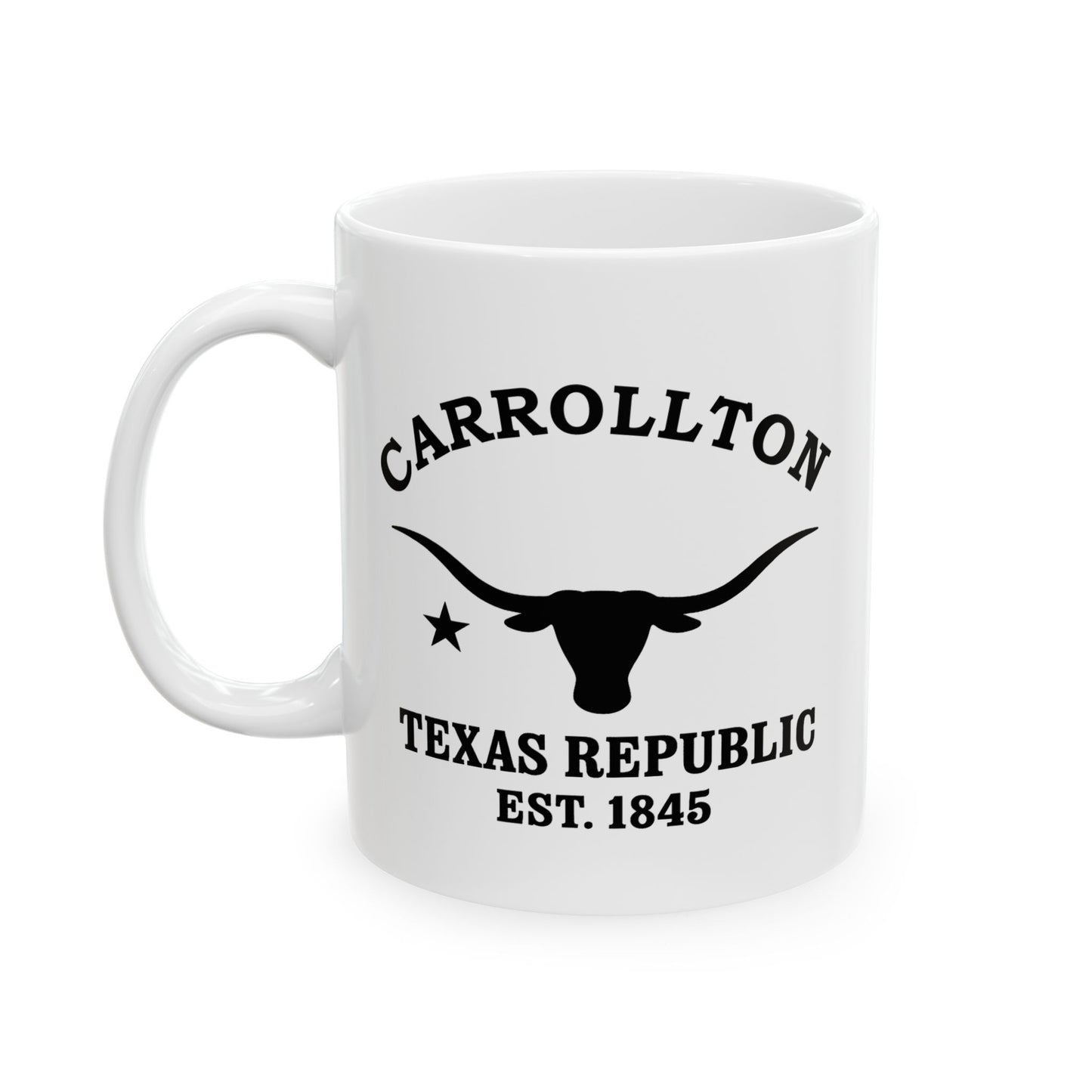 Carrollton Texas Vintage Retro Ceramic Mug - Black Logo