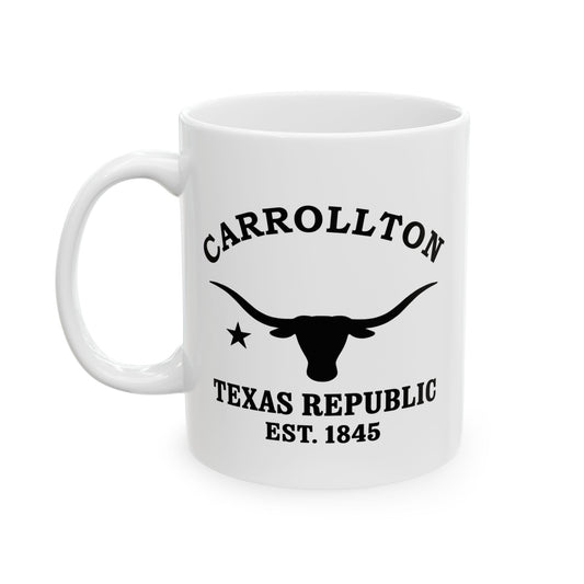 Carrollton Texas Vintage Retro Ceramic Mug - Black Logo