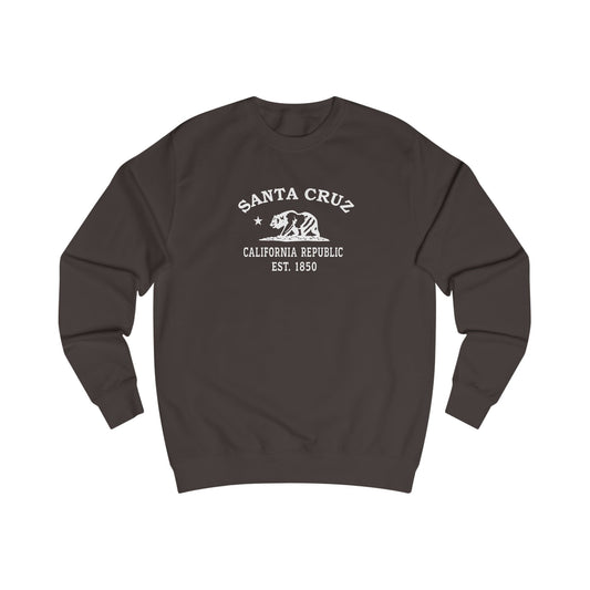 Santa Cruz California Vintage Retro Premium Crewneck Sweatshirt - White Logo - Bottle Green