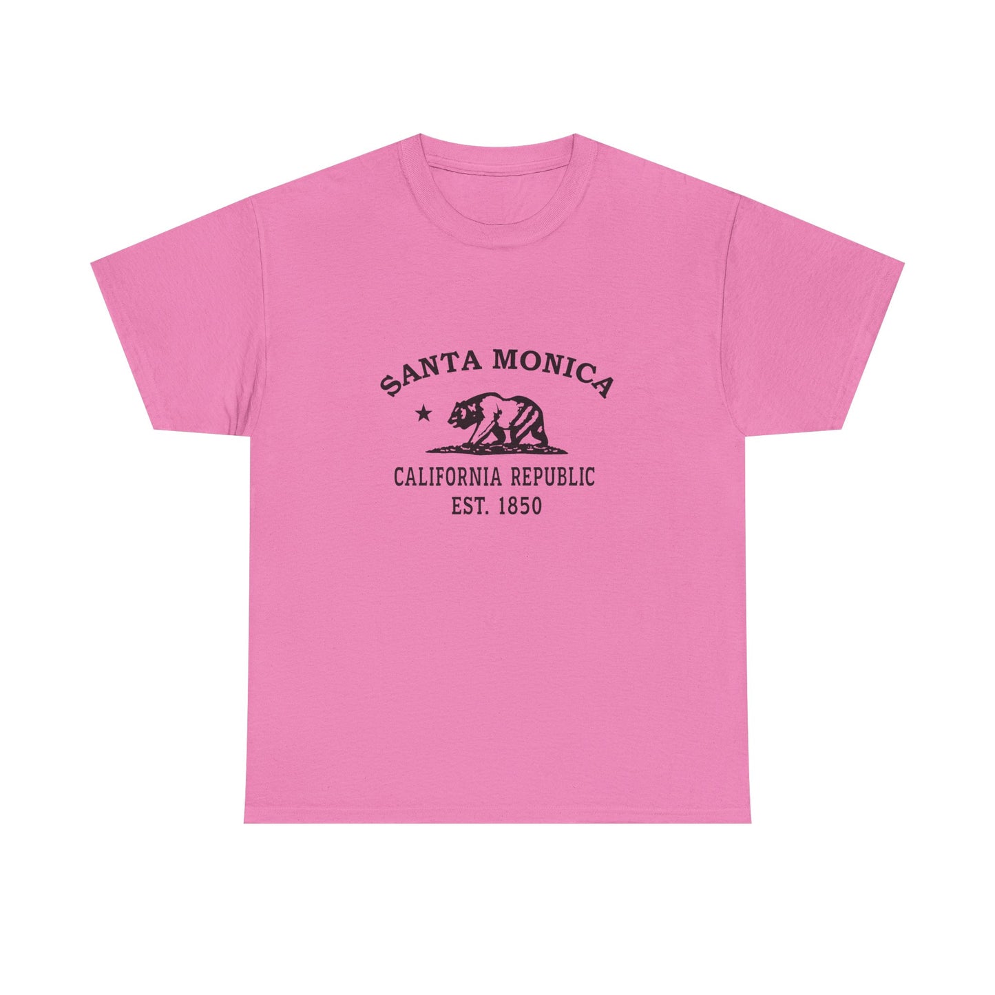 Santa Monica California Vintage Retro Unisex Heavy Cotton Tee - Black Logo