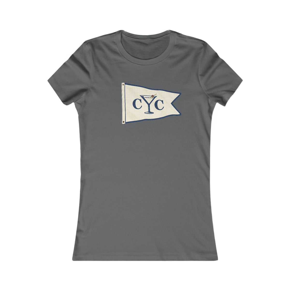 Asphalt Compo Yacht Club Women's Fitted Tee with the Martini Burgee, Ringspun Cotton