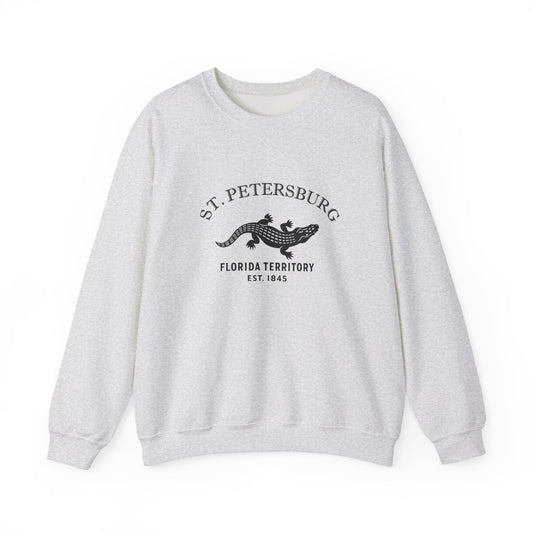 St Petersburg Florida Vintage Retro Unisex Heavy Crewneck Sweatshirt - Black Logo