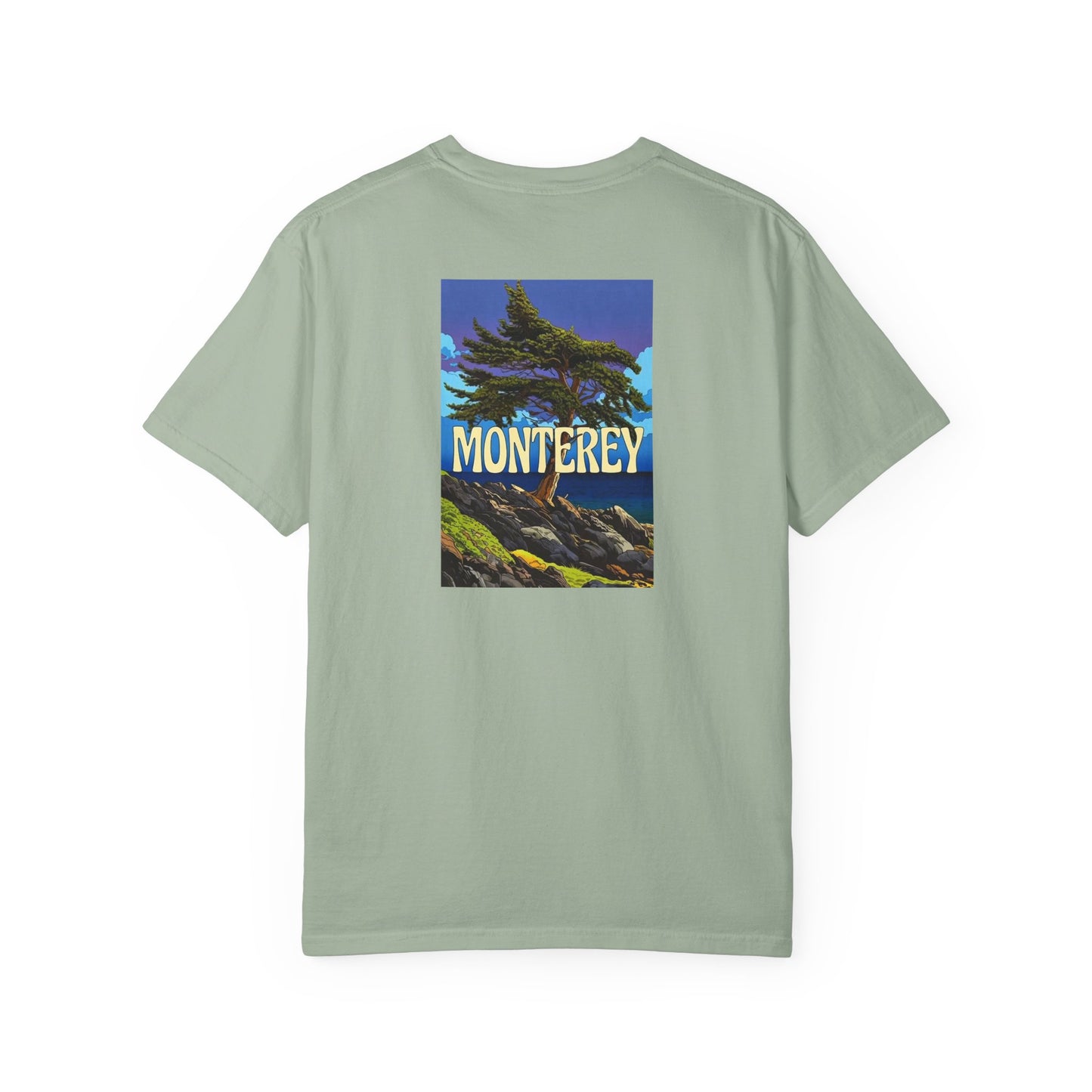Monterey California Vintage Retro Back Printed Art Series Cotton Tee - Black Logo