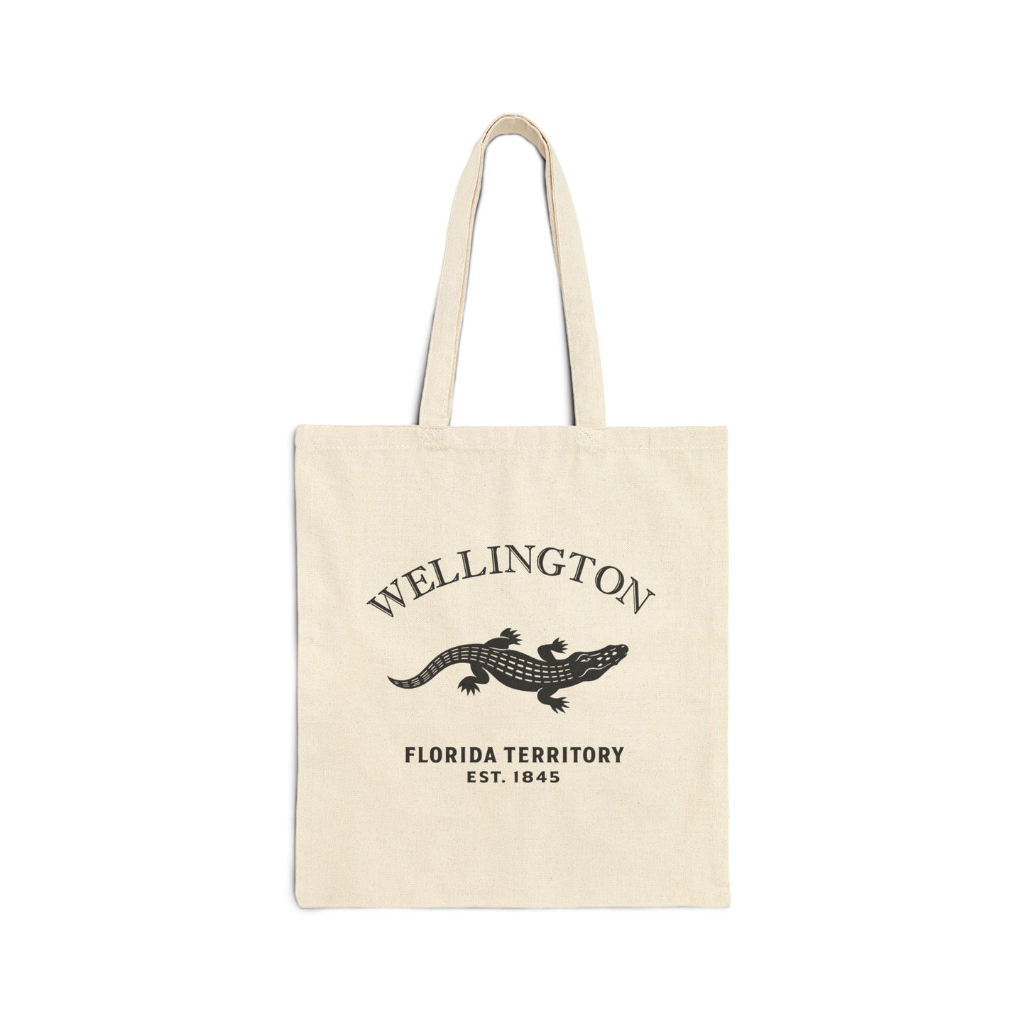 Wellington Florida Canvas Cotton Vintage Retro Tote Bag - Black Logo