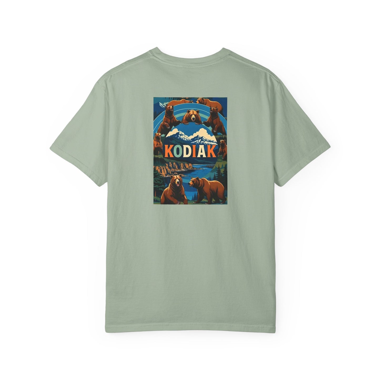 Kodiak Alaska Vintage Retro Back Printed Art Series Cotton Tee - Black Logo