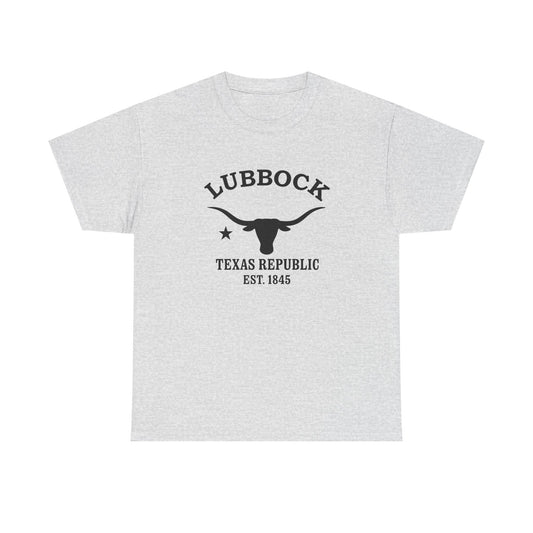 Lubbock Texas Vintage Retro Unisex Heavy Cotton Tee - Black Logo