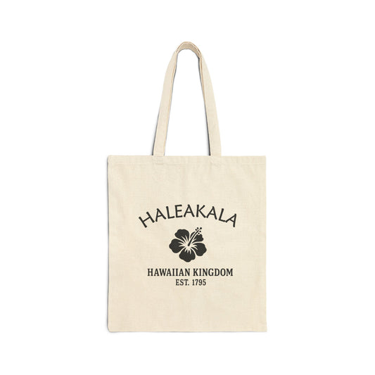 Haleakala Hawaii Vintage Retro Cotton Canvas Tote Bag - Black Logo