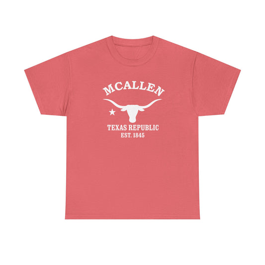 McAllen Texas Vintage Retro Unisex Heavy Cotton Tee - White Logo