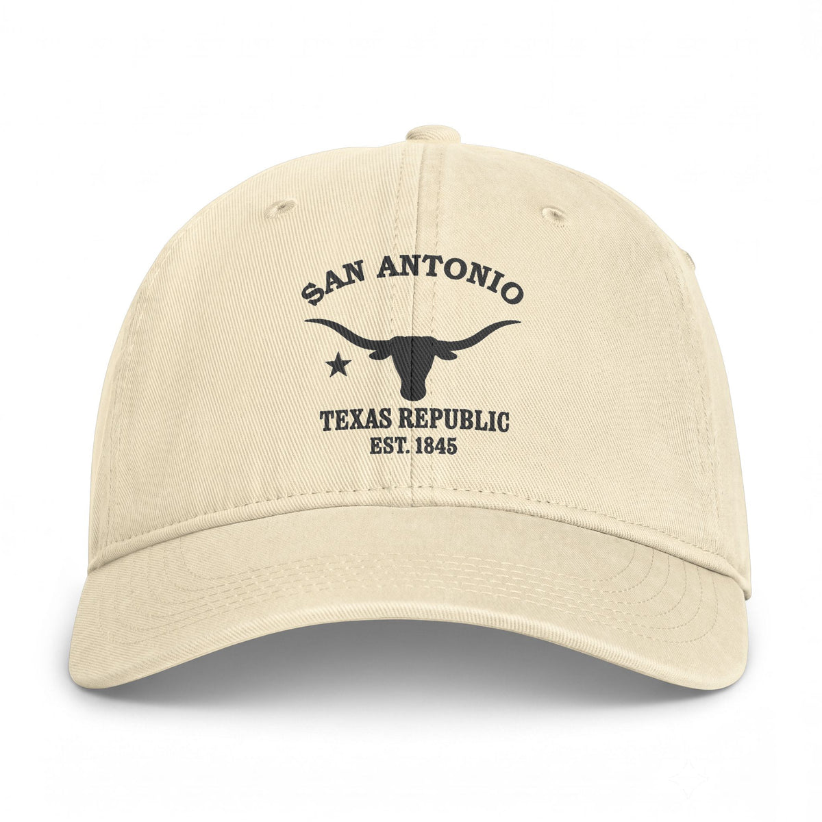 San Antonio Texas Distressed Cotton Cap - Charcoal Print Logo