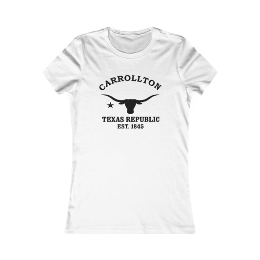 Carrollton Texas Vintage Retro Womens Fitted Ringspun Cotton Tee - Black Logo