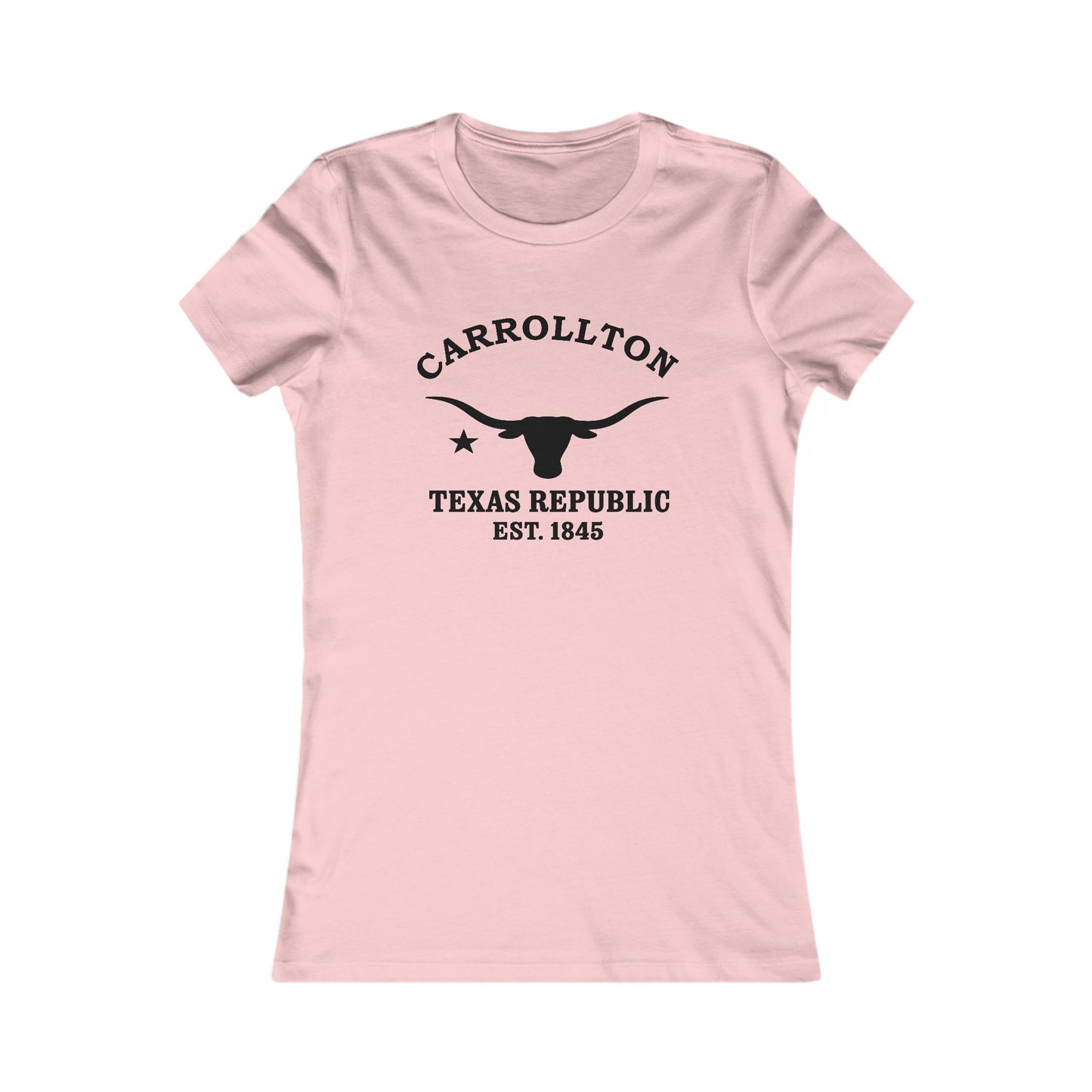 Carrollton Texas Vintage Retro Womens Fitted Ringspun Cotton Tee - Black Logo