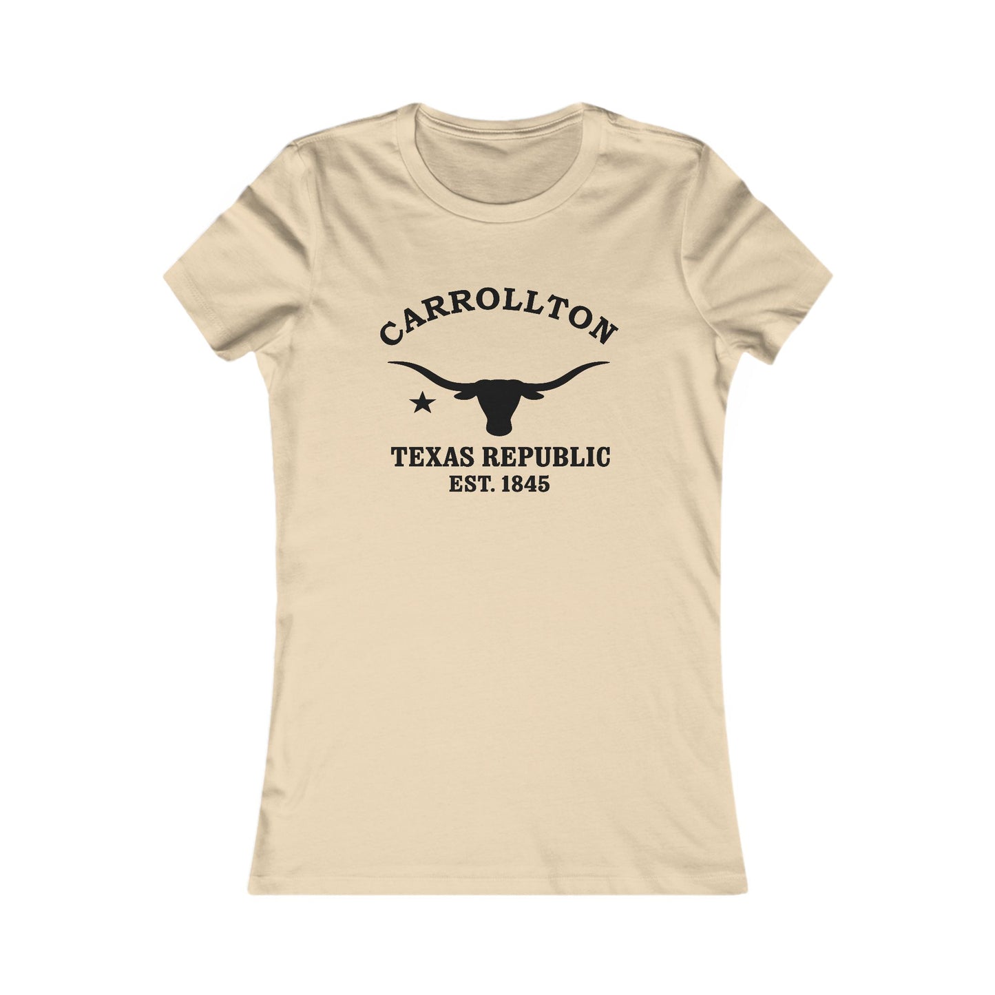 Carrollton Texas Vintage Retro Womens Fitted Ringspun Cotton Tee - Black Logo
