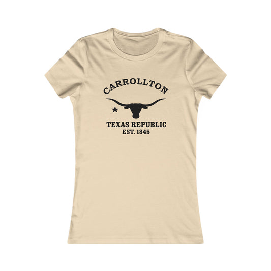 Carrollton Texas Vintage Retro Womens Fitted Ringspun Cotton Tee - Black Logo