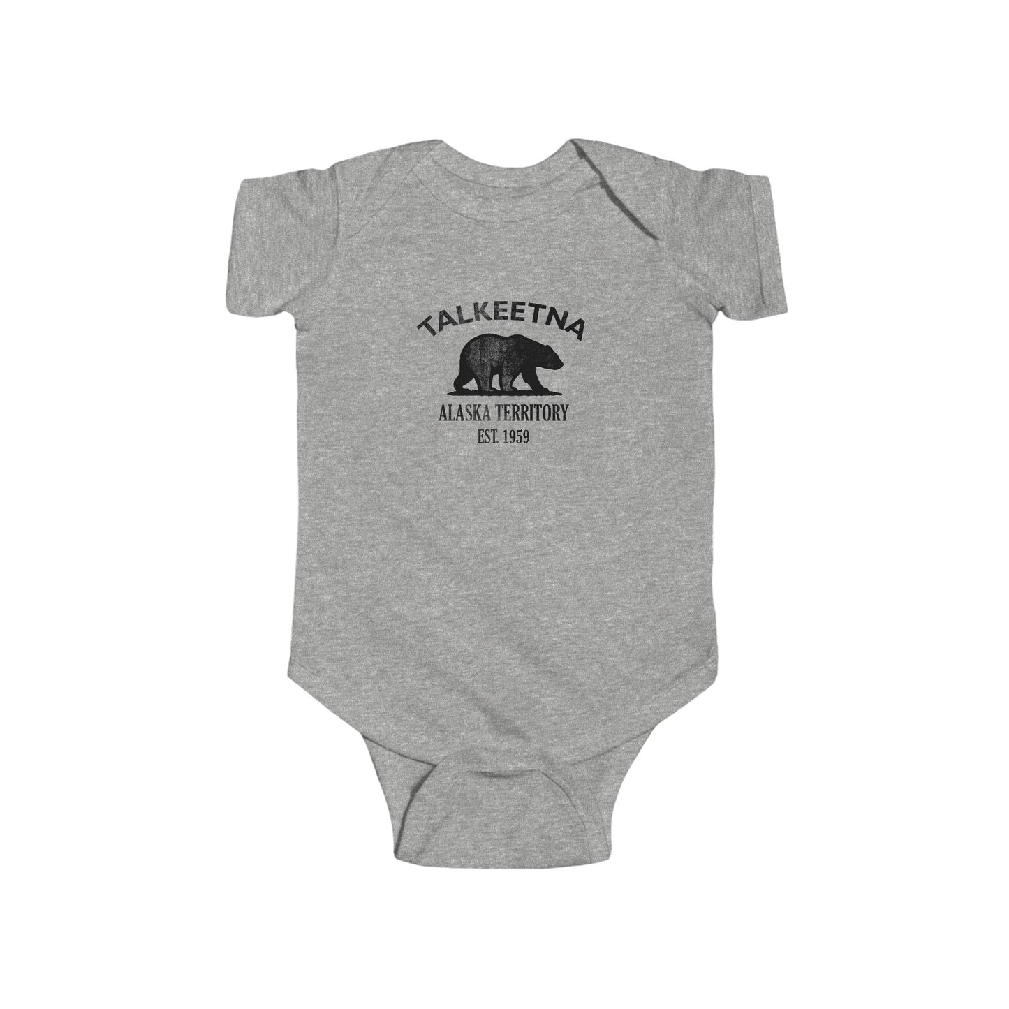 Talkeetna Alaska Cotton Jersey Baby Bodysuit - Black Logo
