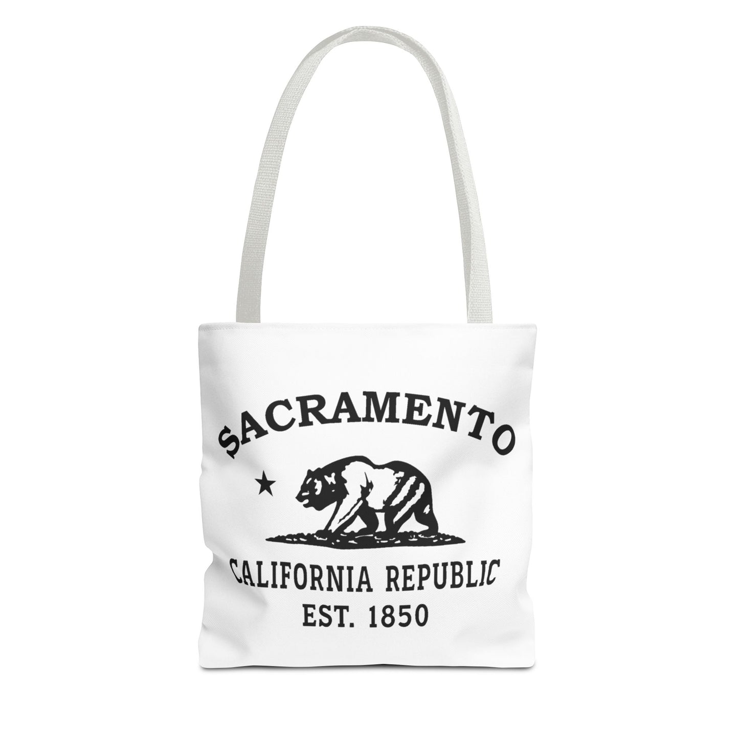 Sacramento California Vintage Retro Light Canvas Tote - Black Logo