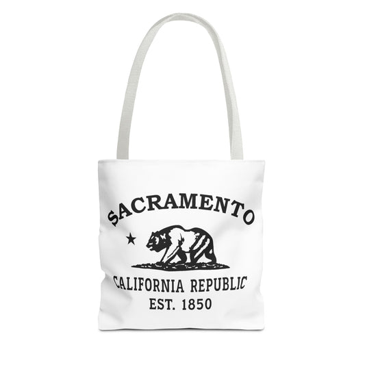 Sacramento California Vintage Retro Light Canvas Tote - Black Logo