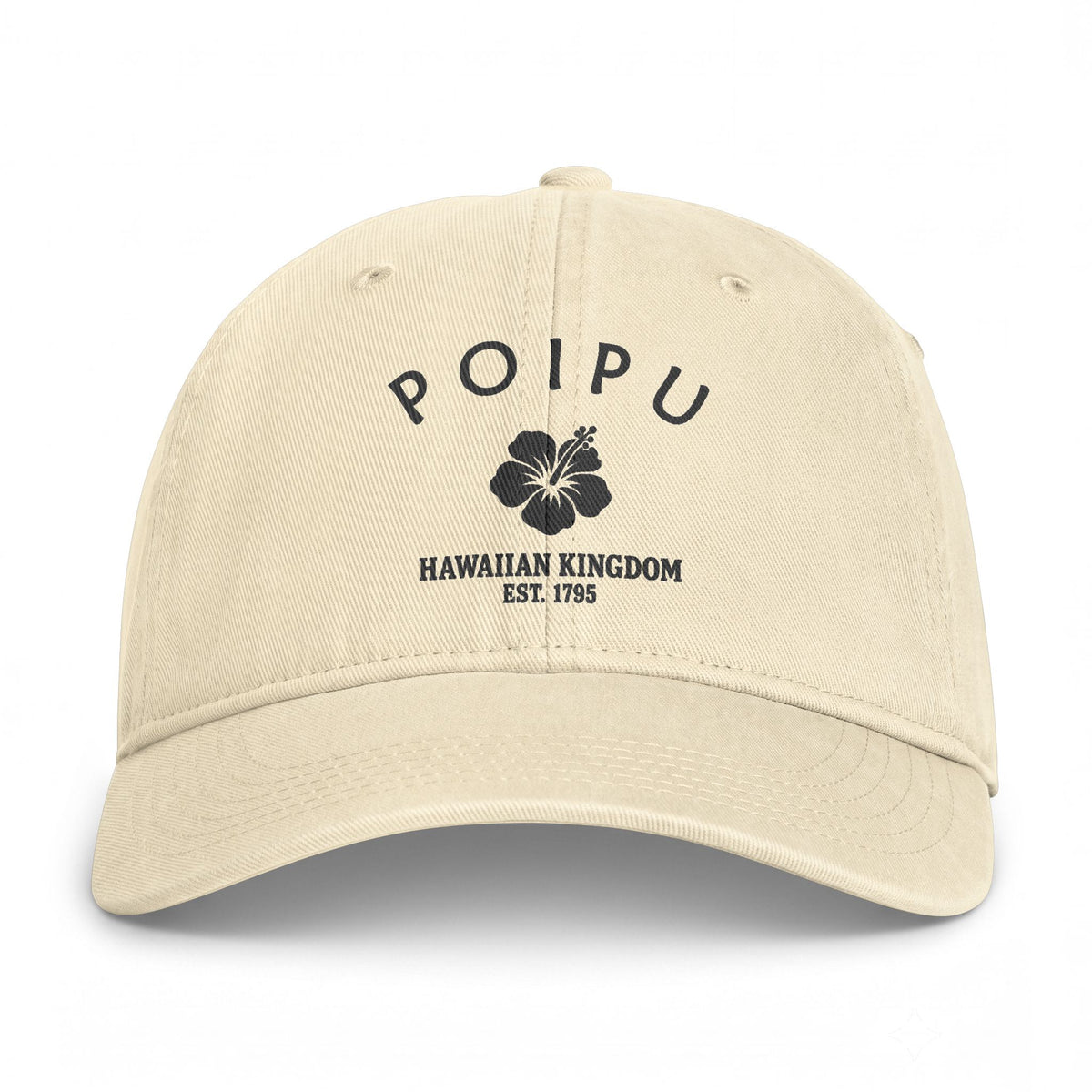 Poipu Hawaii Distressed Cotton Cap - Charcoal Print Logo