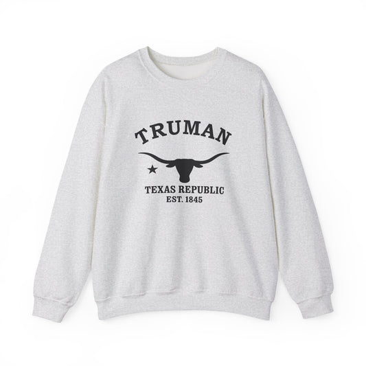 Truman Texas Vintage Retro Unisex Heavy Crewneck Sweatshirt - Black Logo