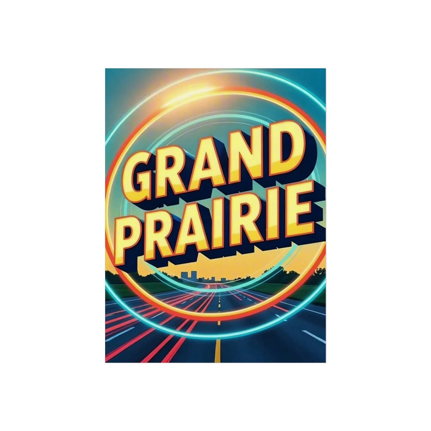 Grand Prairie Texas Vintage Retro Giclée Print Art Series Poster