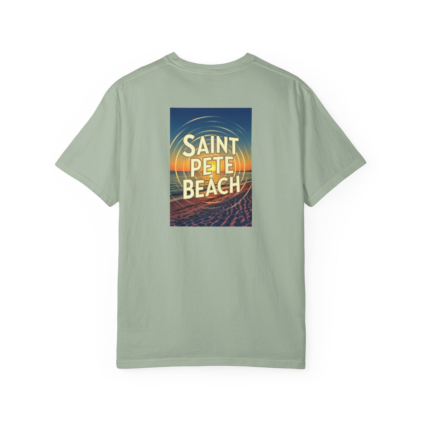 St Pete Beach Florida Vintage Retro Back Printed Art Series Cotton Tee - Black Logo