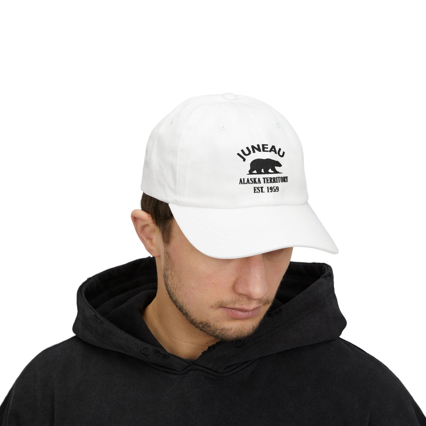 Juneau Alaska Classic Embroidered Vintage Retro Cotton Cap - Black Logo