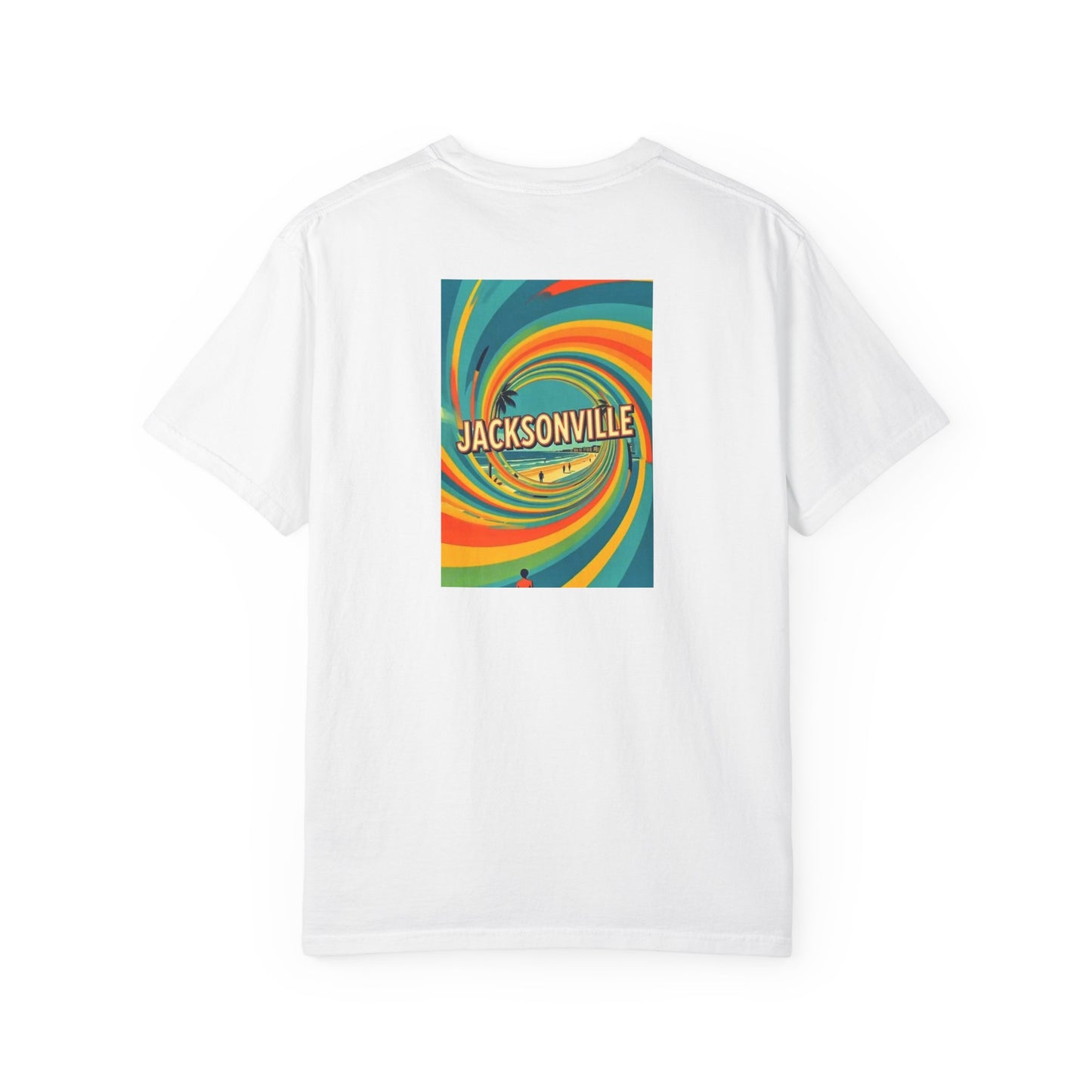 Jacksonville Florida Vintage Retro Back Printed Art Series Cotton Tee - Black Logo