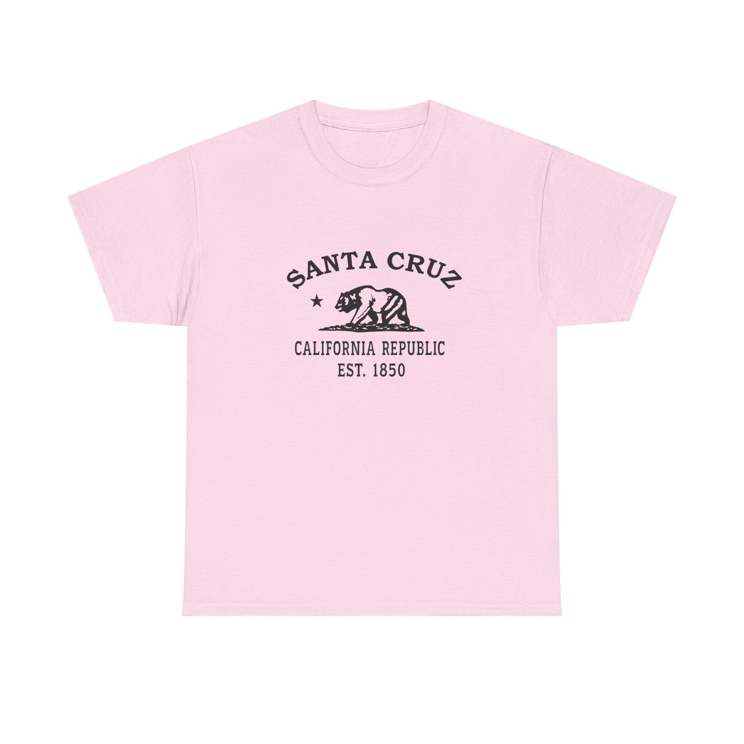 Santa Cruz California Vintage Retro Unisex Heavy Cotton Tee - Black Logo
