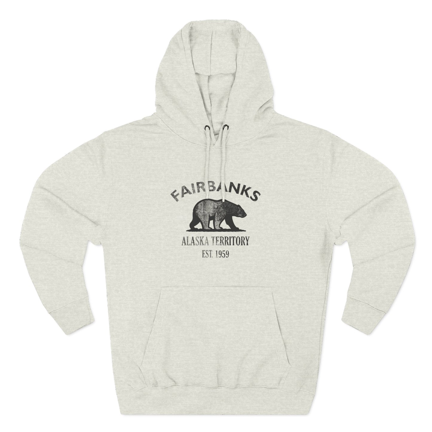 Fairbanks Alaska Vintage Retro Unisex Heavy Cotton Hoodie - Black Logo
