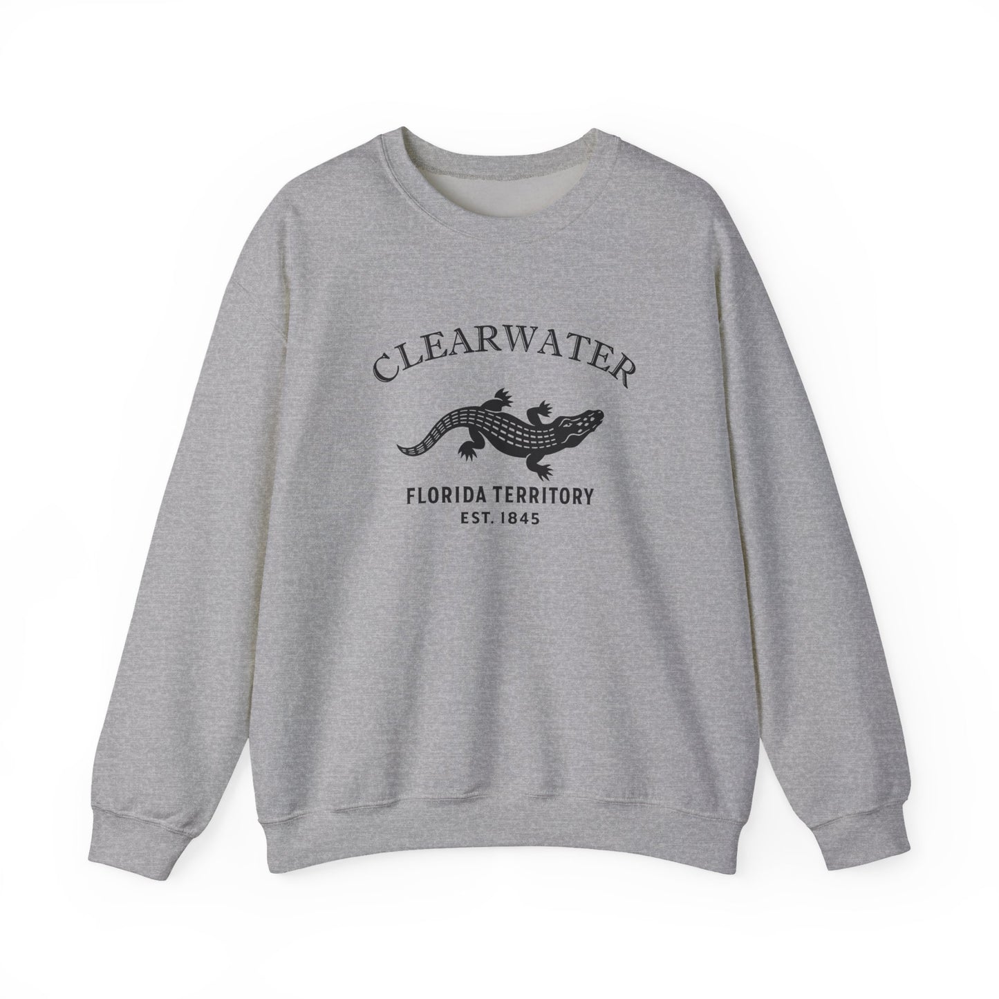 Clearwater Florida Vintage Retro Unisex Heavy Crewneck Sweatshirt - Black Logo