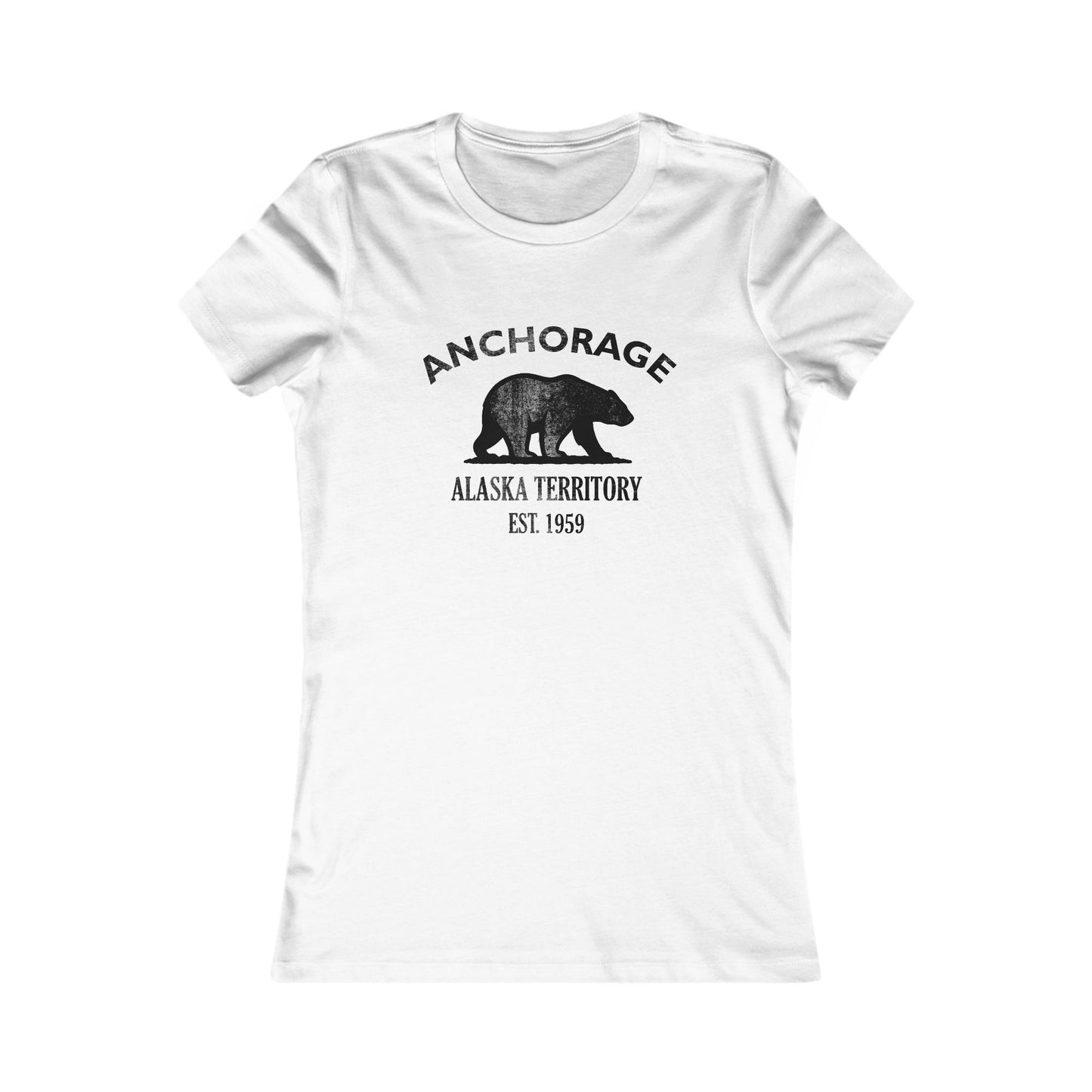 Anchorage Alaska Vintage Retro Womens Fitted Ringspun Cotton Tee - Black Logo