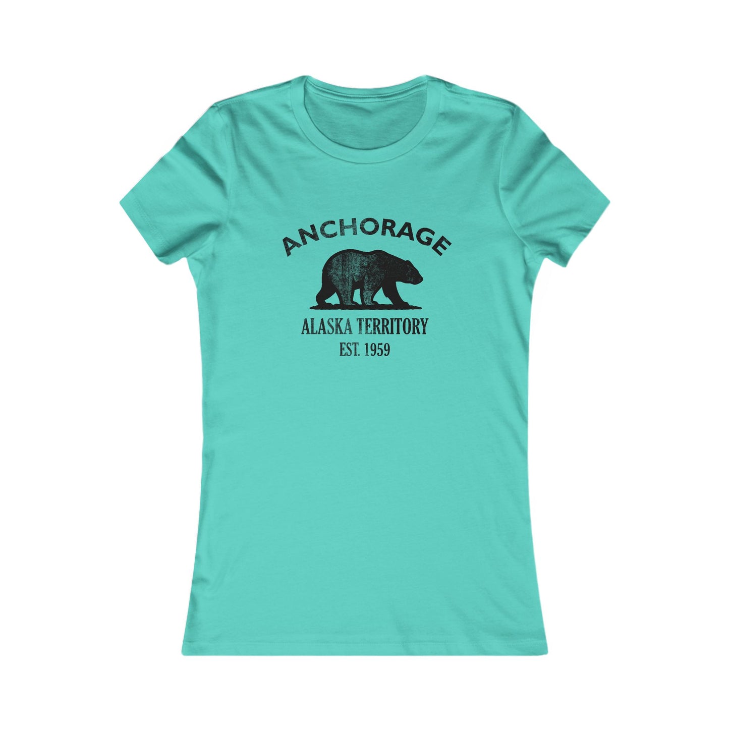 Anchorage Alaska Vintage Retro Womens Fitted Ringspun Cotton Tee - Black Logo