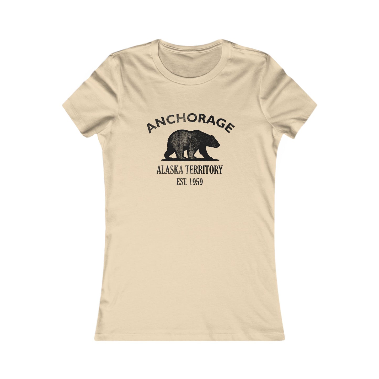 Anchorage Alaska Vintage Retro Womens Fitted Ringspun Cotton Tee - Black Logo