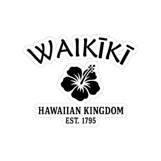 Waikiki Hawaii Vintage Retro Vinyl Sticker - Black Logo