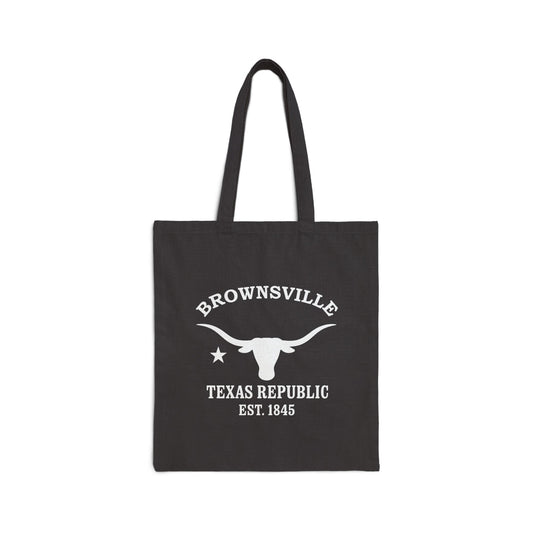 Brownsville Texas Vintage Retro Cotton Canvas Tote Bag - White Logo