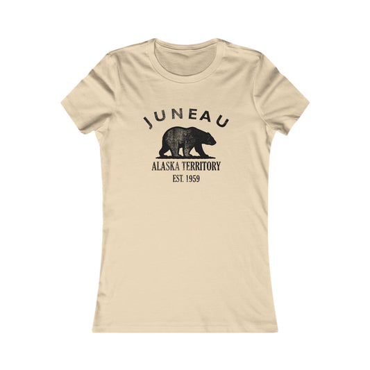 Juneau Alaska Vintage Retro Womens Fitted Ringspun Cotton Tee - Black Logo