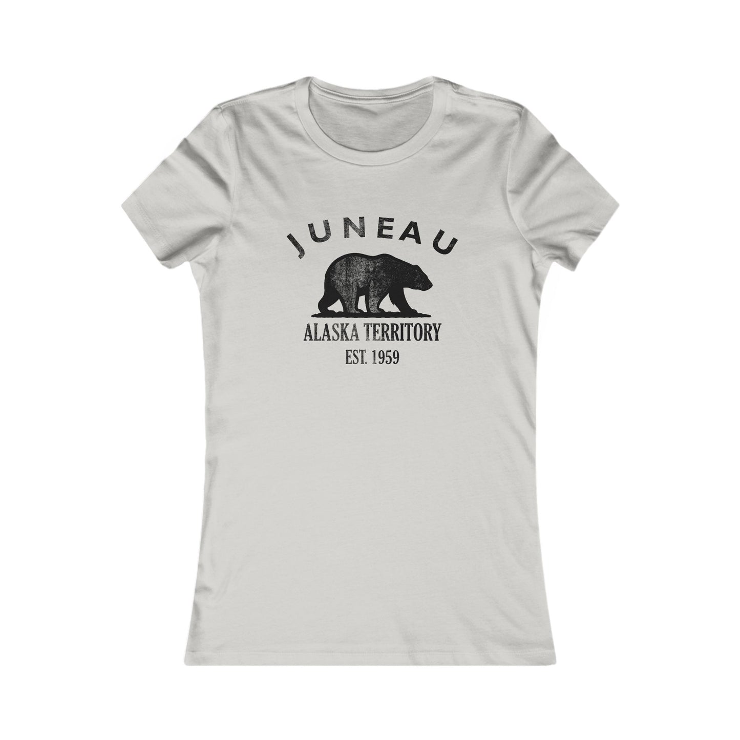 Juneau Alaska Vintage Retro Womens Fitted Ringspun Cotton Tee - Black Logo