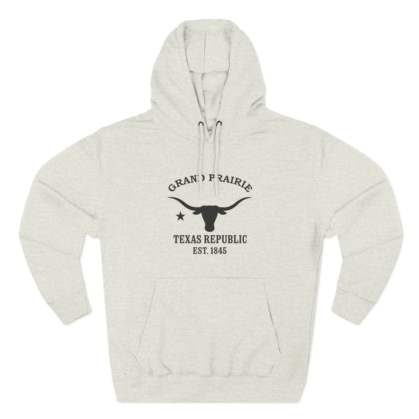 Grand Prairie Texas Vintage Retro Unisex Heavy Cotton Hoodie - Black Logo