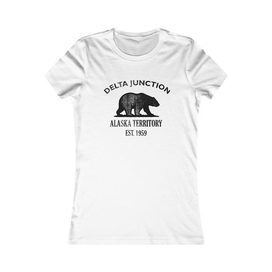 Delta Junction Alaska Ringspun Cotten Fitted Vintage Retro Womens Tee - Black Logo