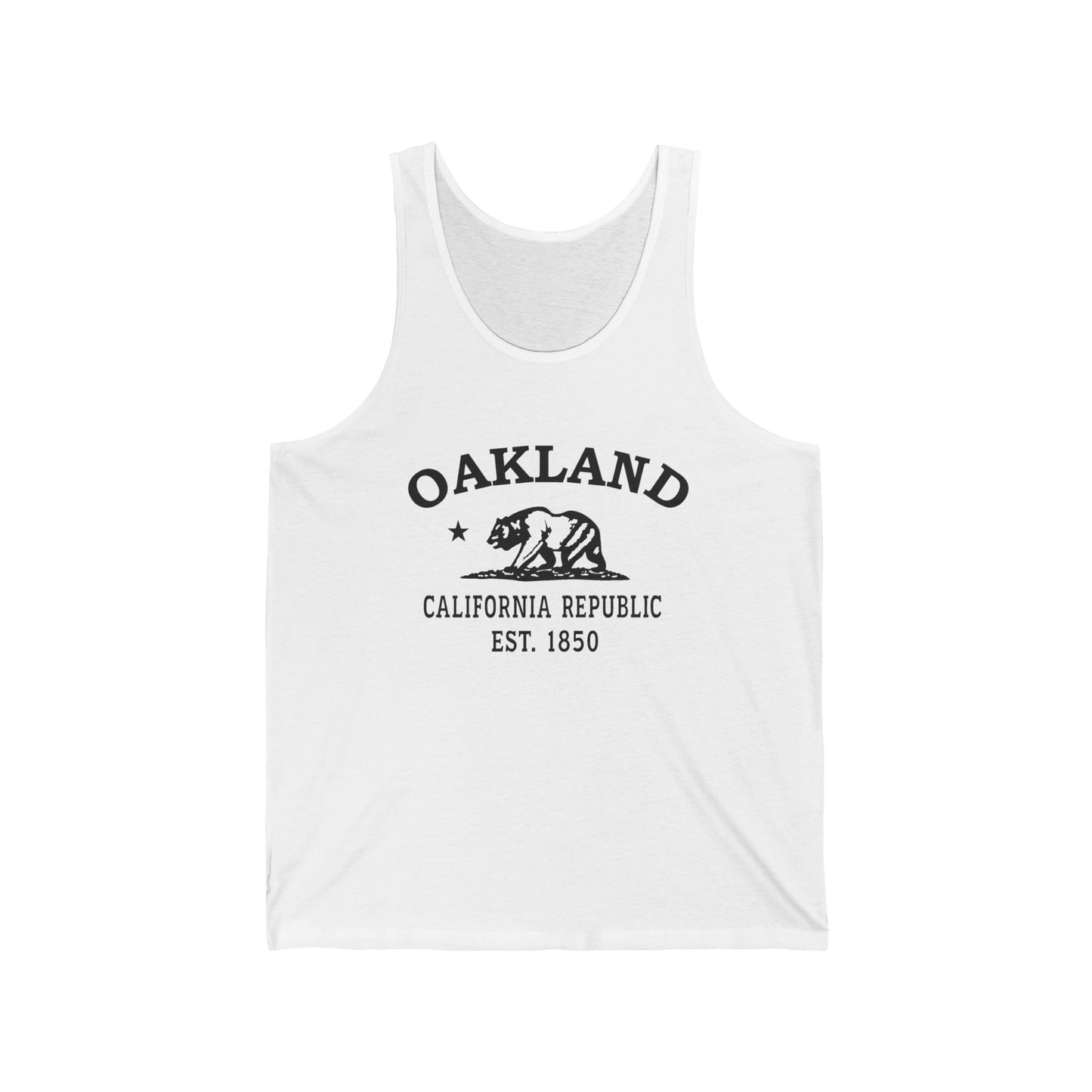 Oakland California Vintage Retro Unisex Cotton Jersey Tank Top - Black Logo