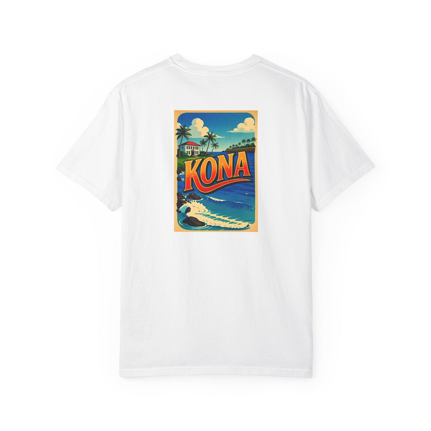 Kona Hawaii Vintage Retro Back Printed Art Series Cotton Tee - Black Logo