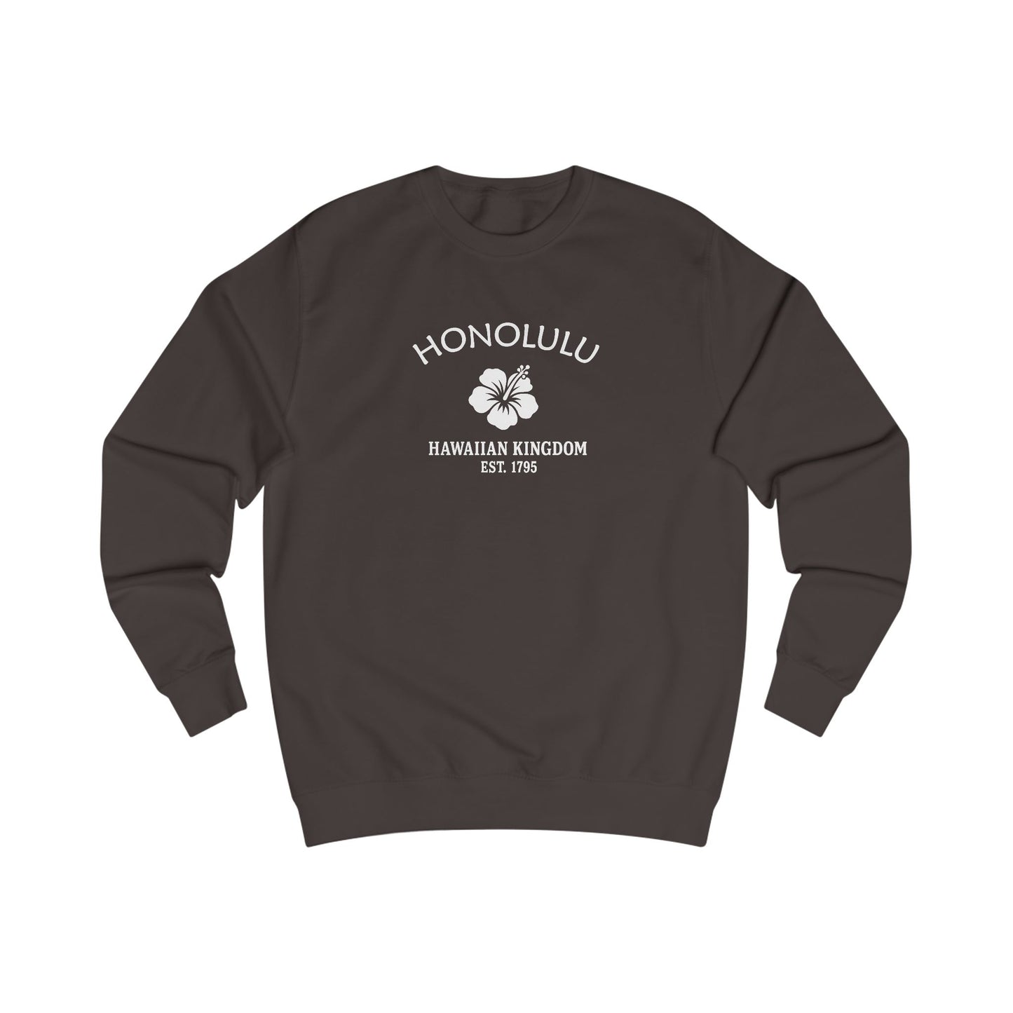 Honolulu Hawaii Vintage Retro Premium Crewneck Sweatshirt - White Logo - Bottle Green
