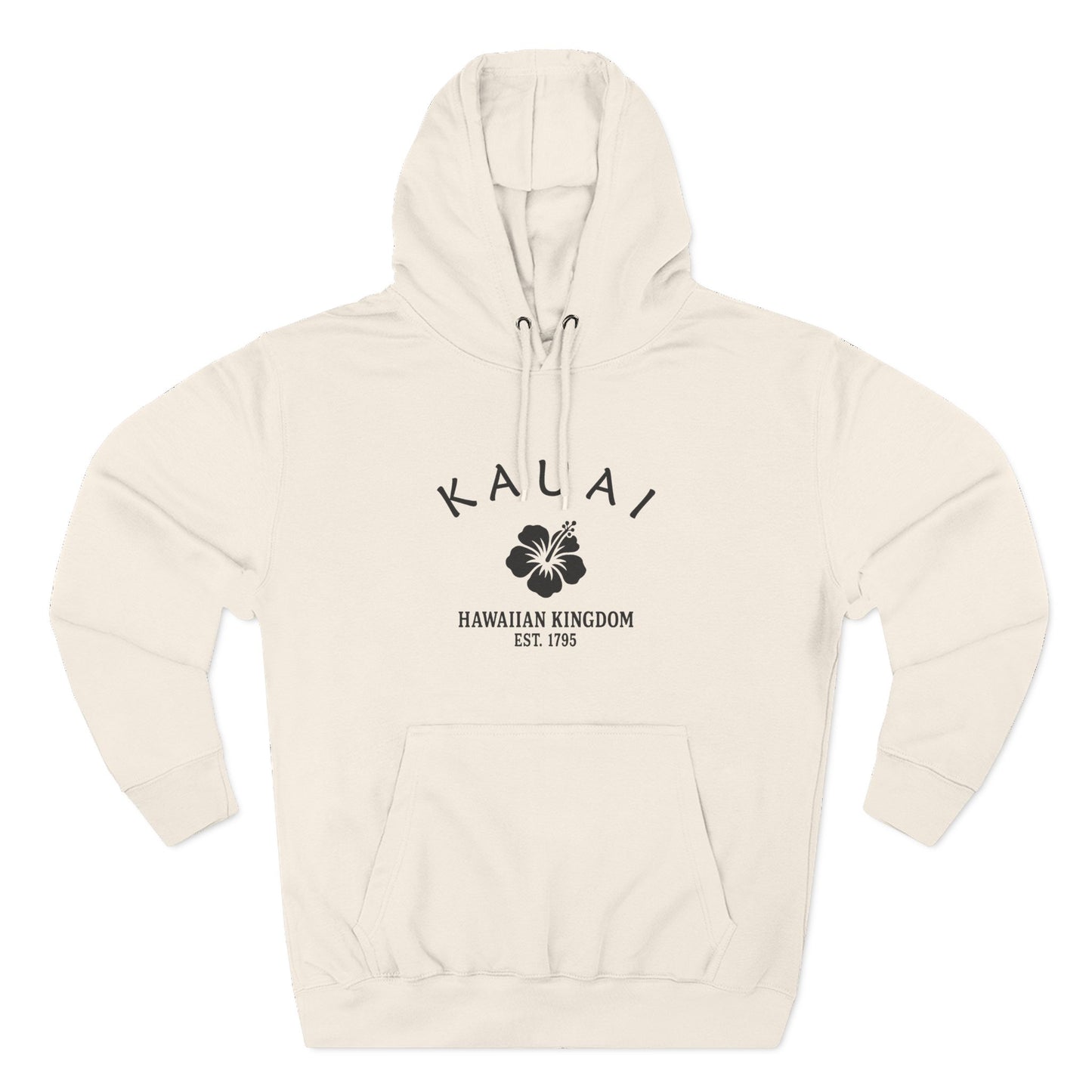Kauai Hawaii Vintage Retro Unisex Heavy Cotton Hoodie - Black Logo