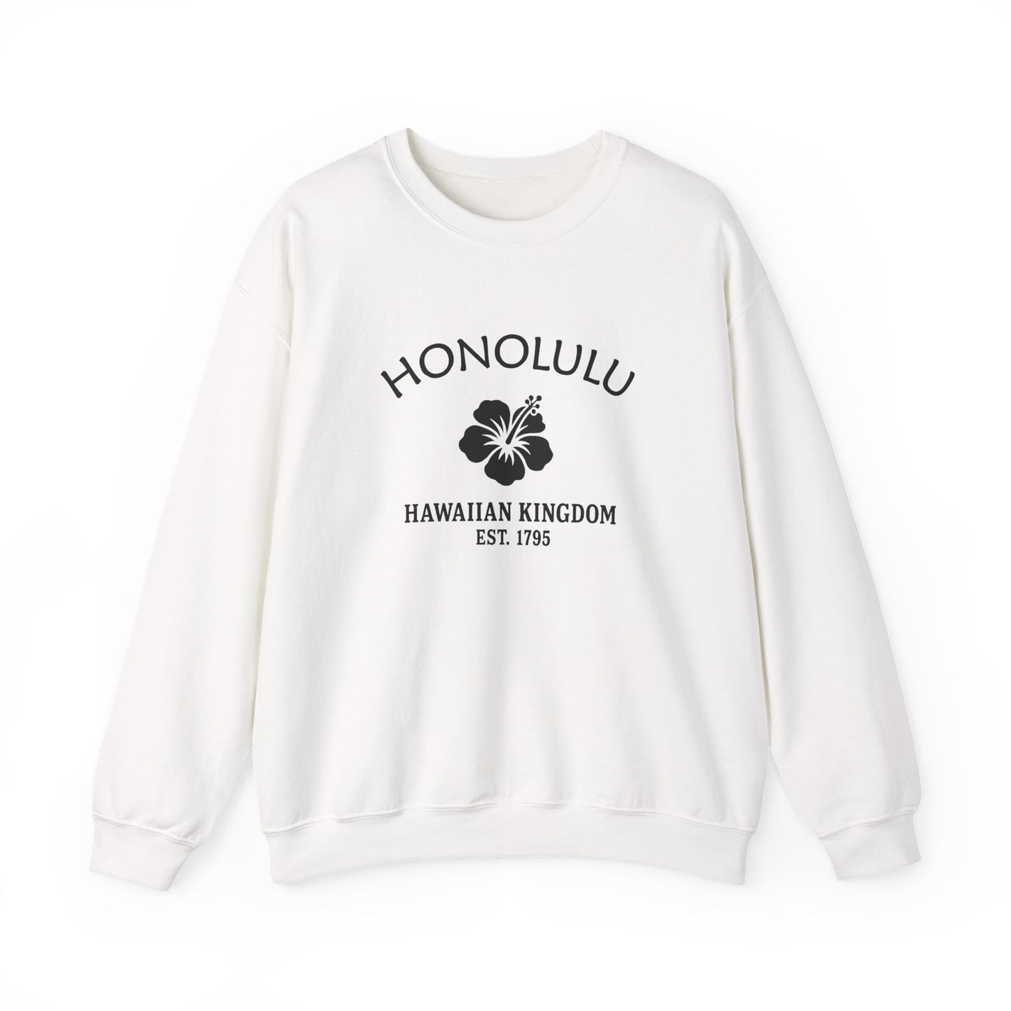 Honolulu Hawaii Vintage Retro Unisex Heavy Crewneck Sweatshirt - Black Logo