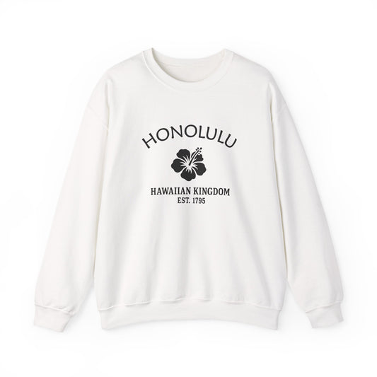 Honolulu Hawaii Vintage Retro Unisex Heavy Crewneck Sweatshirt - Black Logo