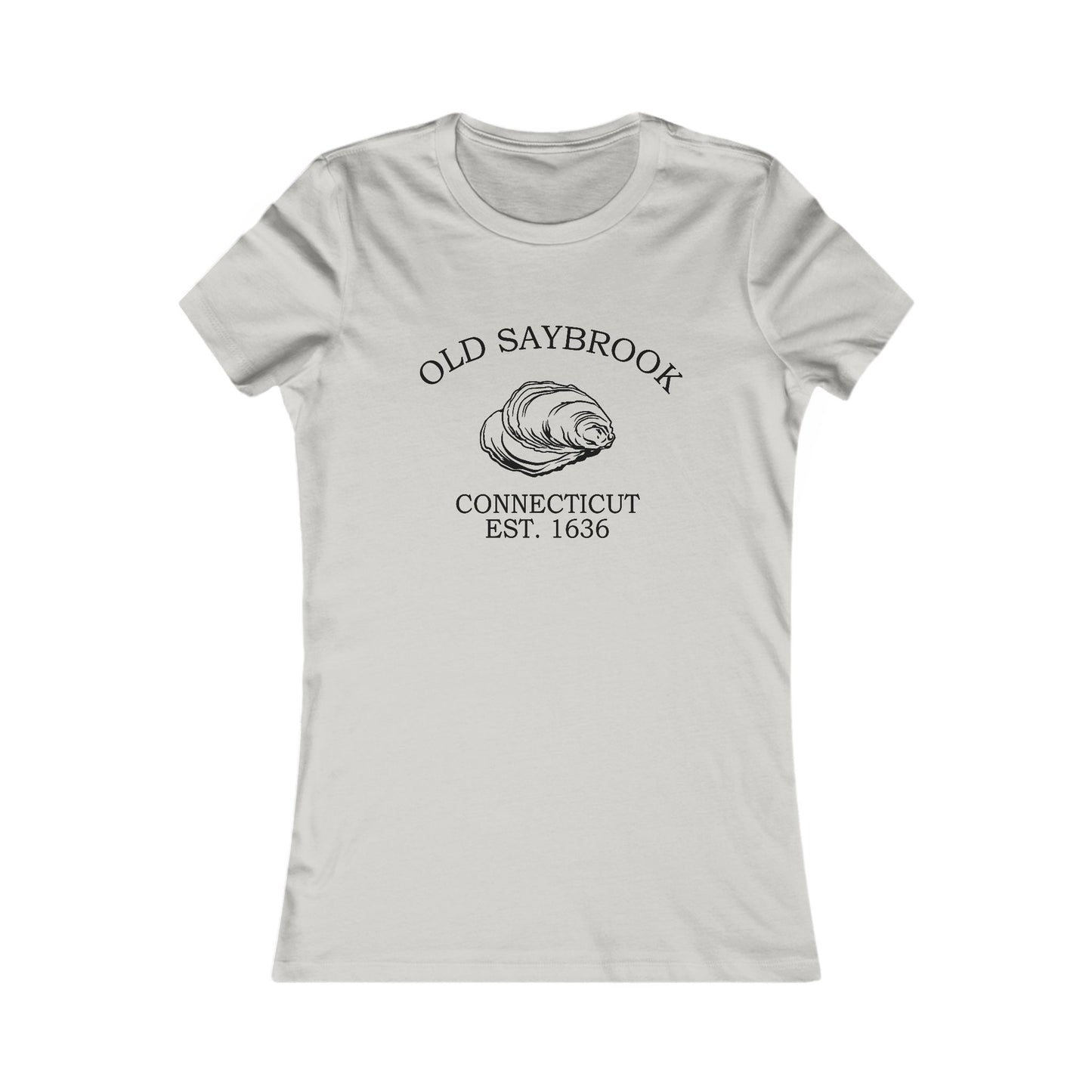 Old Saybrook Connecticut Vintage Retro Womens Fitted Ringspun Cotton Tee - Black Logo